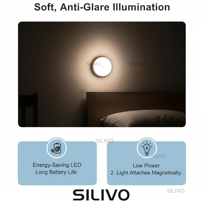 Motion Sensor LED Night Light – USB Rechargeable (Warm White)