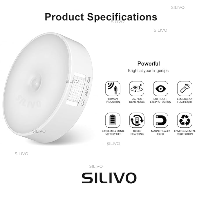 Motion Sensor LED Night Light – USB Rechargeable (Warm White)