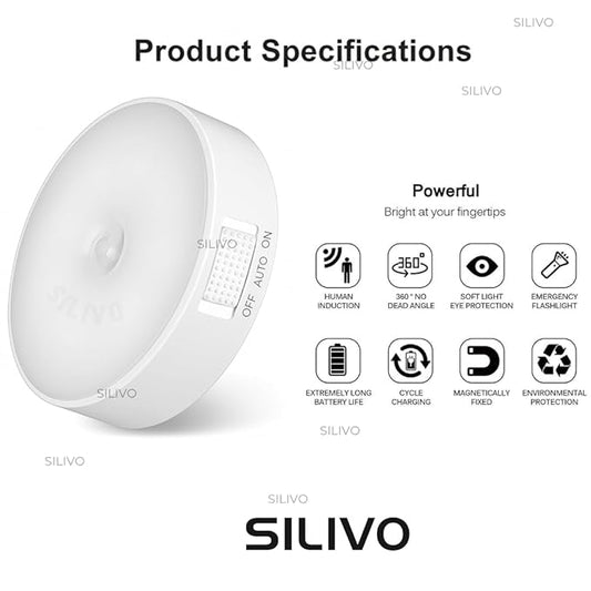 Motion Sensor LED Night Light – USB Rechargeable (Warm White)