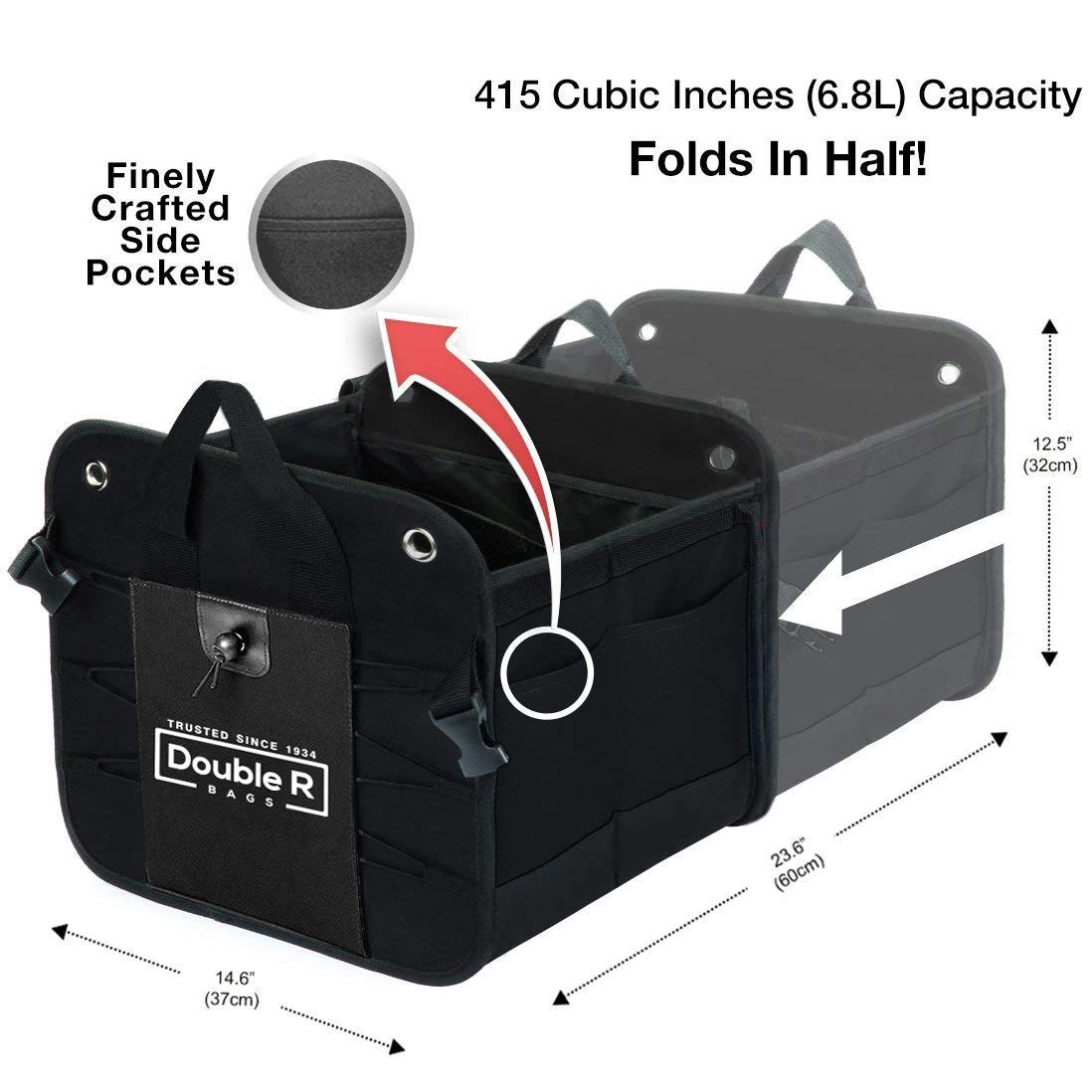 Collapsible Car Trunk Organizer | Heavy Duty Multi-Compartment Storage Box for S