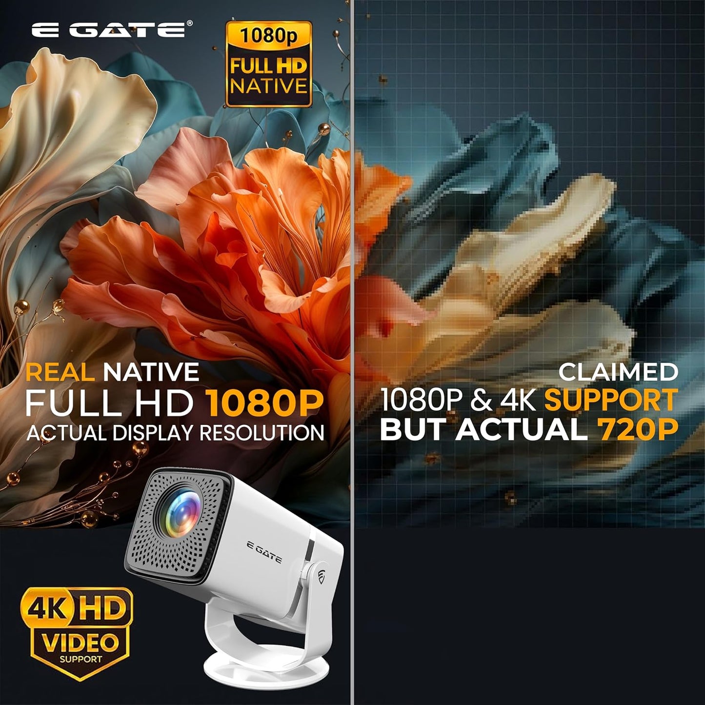 E GATE Atom 3X Smart Projector – Full HD Home Cinema