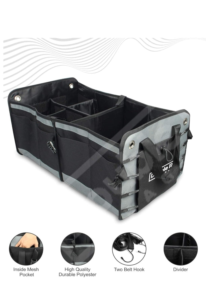 Collapsible Car Trunk Organizer | Heavy Duty Multi-Compartment Storage Box for S
