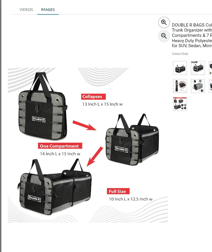 Collapsible Car Trunk Organizer | Heavy Duty Multi-Compartment Storage Box for S
