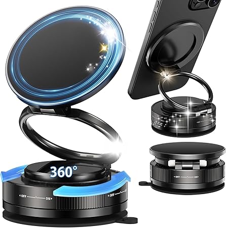 360° Vacuum Magnetic Phone Holder | Adjustable Stand for Car, Desk & Home